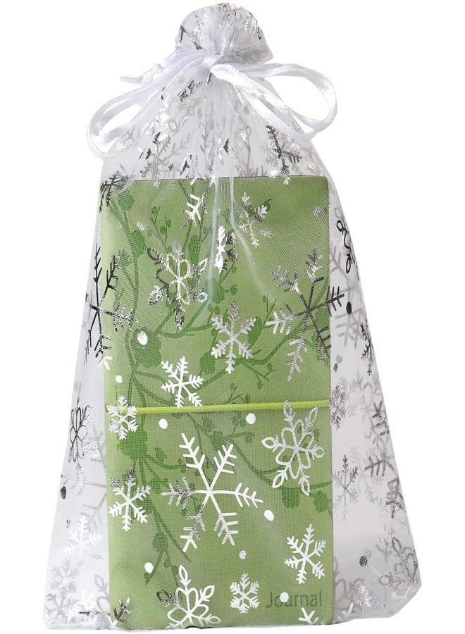 SUNGULF 50Pcs 8x12 Inches Sheer Organza Drawstring Pouches Christmas Jewelry Candy Wedding Favor Party Gift Bags (White Snowflake) - Image 1